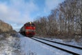 Railroad tracks winter day. Russia. Royalty Free Stock Photo