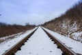 Railroad tracks in winter Royalty Free Stock Photo