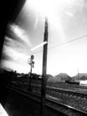 railroad traffic light with black and white mode