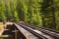 Railroad train tracks through countryside Royalty Free Stock Photo