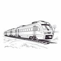 Simple Line Art Train On White Background