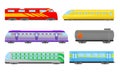 Railroad Transportation and Train Carriage for Freight and Passenger Traffic Vector Set