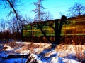 Railroad travel passenger train with motion blur effect