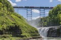 Railroad Trestle & Upper Falls At Letchworth State Park Royalty Free Stock Photo