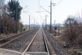 Railroad trucks stretching forward