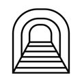 Railroad tunnel with rails, railway road, subway line icon
