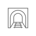 Railroad tunnel with rails, railway road, subway line icon.