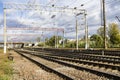 Railroad urbanistic landscape. No people. Perspective view