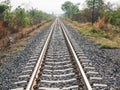 Railroad with vanishing point, parallel and infinity Royalty Free Stock Photo