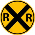 Railroad warning icon on white background. Railroad warning symbol. Yellow rail sign. U.S. railroad lat style