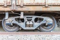 Railroad wheel on rail for transport Royalty Free Stock Photo