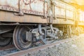 Railroad wheel on rail for transport Royalty Free Stock Photo