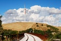 Railroad and wind turbines landscape Royalty Free Stock Photo