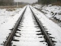 Railroad In Winter Royalty Free Stock Photo