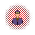 Railroader in uniform icon, comics style