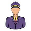 Railroader in uniform icon, icon cartoon