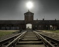 Rails into concentration camp Auschwitz II - Birkenau, Poland