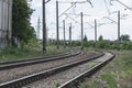 Rails and cross ties.Railway road,concept, close-up Royalty Free Stock Photo