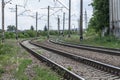 Rails and cross ties.Railway road,concept, close-up Royalty Free Stock Photo