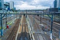 Rails exchange coming into Southern Cross railway station. Melbourne, Victoria, Australia.