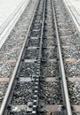 Rails and platforms of a Swiss cogwheel railway