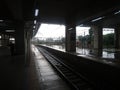 Train station rainy conditions