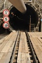 The rails are under construction in the tunnel Royalty Free Stock Photo
