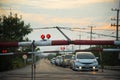 Railway Barriers wiht Red light traffic to stop car Royalty Free Stock Photo