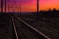 Railway with beautiful sunset