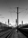 Railway in black and white Royalty Free Stock Photo