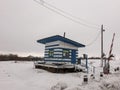 Railway booth at the snow