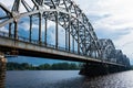 Railway Bridge Dzelzcela tilts over Daugava River