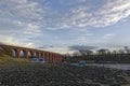 The Railway Bridge at Montrose, with Fishing Boats on the Muddy Beach