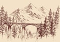 Railway bridge in mountain ladscape