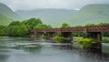 Railway bridge near Kilchurn Castle and Loch Awe, Argyll and Bute, Scotland.