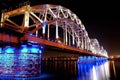 Railway bridge in night Royalty Free Stock Photo