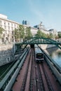 Railway bridge over Danube Canal Royalty Free Stock Photo
