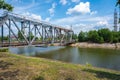 Railway Bridge Over the Reservoir Cooler at Chernobyl Nuclear Power Plant - Chernobyl Exclusion Zone, Ukraine Royalty Free Stock Photo