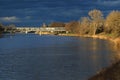 Railway bridge over river Elbe in Nymburk