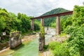 Railway bridge over the river Royalty Free Stock Photo