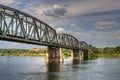 Railway bridge over the river olt, Romania Royalty Free Stock Photo