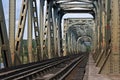 Railway bridge over the river olt, Romania Royalty Free Stock Photo