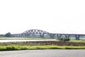Railway bridge over wetlands near Zwolle, eastern Netherlands, western Europe Royalty Free Stock Photo