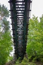 The railway bridge seen from below. Steel river crossing Royalty Free Stock Photo