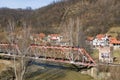 Railway bridge in a small village in Serbia Royalty Free Stock Photo