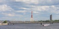 Railway Bridge and TV tower in Riga, Latvia Royalty Free Stock Photo
