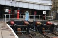 Railway buffers in Lancaster railway station Royalty Free Stock Photo