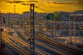 railway buildings with tracks and platforms Royalty Free Stock Photo