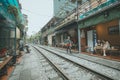 Railway cafe is a special feature of Ha Noi, viet nam