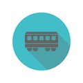 Railway car, train, city passenger transport long shadow icon. Simple glyph, flat vector of transport icons for ui and ux, website Royalty Free Stock Photo
